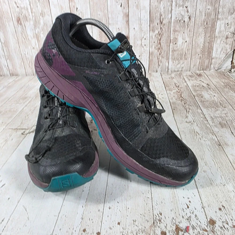 Salomon XA Elevate GTX Womens Trail Running Shoes Black Purple Gore-Tex 10